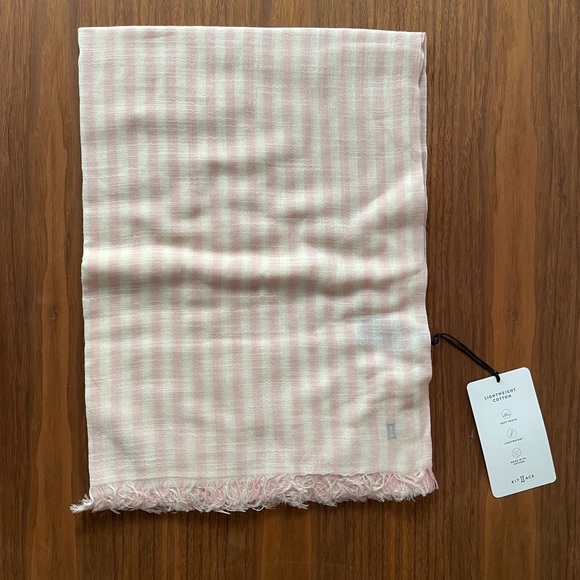 Kit and Ace Pink and White Striped Lightweight Cotton Scarf - Picture 1 of 9